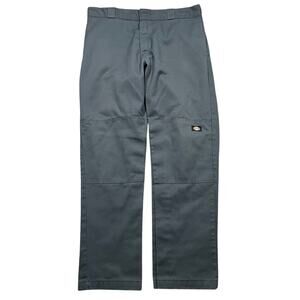 Y2K Dickies Double Knee Pants Mens 36x32 Loose Fit Gray Twill Carpenter Workwear